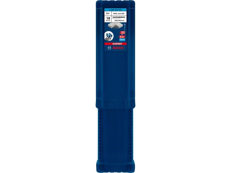 5-delni komplet udarnih svedrov Bosch EXPERT SDS max-8X, Dimenzije: 18x200x340mm, 2608900263